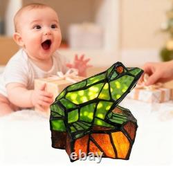 Tiffany Style Frog Stained Glass Accent Lamp, Frog Table Desk Lamp, Green Fro