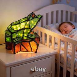 Tiffany Style Frog Stained Glass Accent Lamp, Frog Table Desk Lamp, Green Fro
