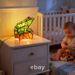 Tiffany Style Frog Stained Glass Accent Lamp, Frog Table Desk Lamp, Green Fro
