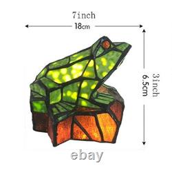 Tiffany Style Frog Stained Glass Accent Lamp, Frog Table Desk Lamp, Green Fro