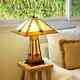 Tiffany Style Golden Mission Table Lamp Withilluminated Base 17 Shade