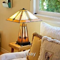 Tiffany Style Golden Mission Table Lamp WithIlluminated Base 17 Shade