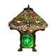 Tiffany Style Green Dragonfly Table Lamp Red Stained Glass Shade 25 H X 14 W