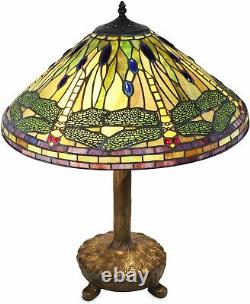 Tiffany Style Green Dragonfly Table Lamp with Library Base 20 Shade