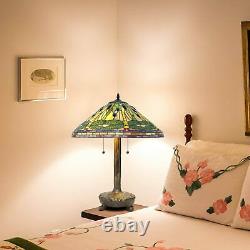 Tiffany Style Green Dragonfly Table Lamp with Library Base 20 Shade