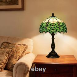 Tiffany Style Green Leaf Stained Glass Table Lamp Bedside Nightstand Light