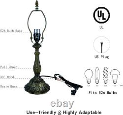 Tiffany Style Green Leaf Stained Glass Table Lamp Bedside Nightstand Light