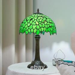 Tiffany Style Green Leaf Vintage Stained Glass Table Lamp Bedside Reading Light