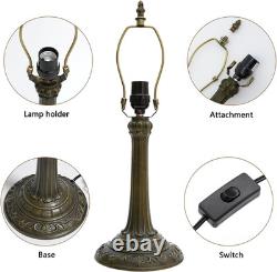 Tiffany Style Green Leaf Vintage Stained Glass Table Lamp Bedside Reading Light