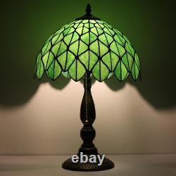 Tiffany Style Green Maple Leaf Stained Glass Table Lamp Reading Bedside Light
