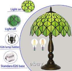 Tiffany Style Green Maple Leaf Stained Glass Table Lamp Reading Bedside Light