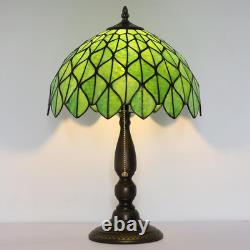 Tiffany Style Green Maple Leaf Stained Glass Table Lamp Reading Bedside Light