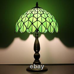 Tiffany Style Green Maple Leaf Stained Glass Table Lamp Reading Bedside Light Tiffany Style Green Maple Leaf Stained Glass Table Lamp Reading Bedside Light