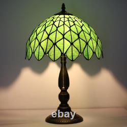 Tiffany Style Green Maple Leaf Stained Glass Table Lamp Reading Bedside Light
