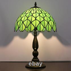 Tiffany Style Green Maple Leaf Stained Glass Table Lamp Reading Bedside Light