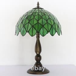 Tiffany Style Green Maple Leaf Stained Glass Table Lamp Reading Bedside Light