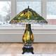 Tiffany Style Green And Yellow Stained Glass Dragonfly Accent Reading Table Lamp