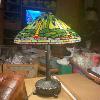 Tiffany Style Green And Yellow Stained Glass Dragonfly Table Accent Reading Lamp