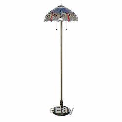 Tiffany Style Handcrafted Blue Dragonfly Floor Lamp 18 Shade
