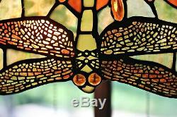 Tiffany Style Handcrafted Orange Dragonfly Floor Lamp 18 Shade