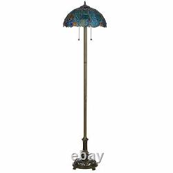 Tiffany Style Handcrafted Royal Blue Vintage Floor Lamp 16 Shade