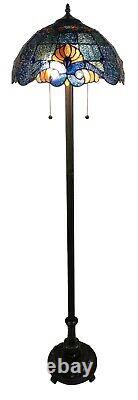 Tiffany Style Handcrafted Royal Blue Vintage Floor Lamp 16 Shade