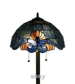 Tiffany Style Handcrafted Royal Blue Vintage Floor Lamp 16 Shade