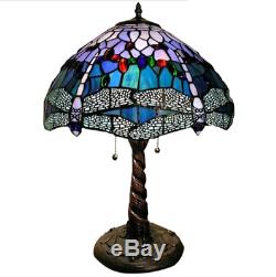 Tiffany Style Handcrafted Stained Glass Blue Dragonfly Table Reading Accent Lamp