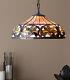 Tiffany Style Hanging Ceiling Lamp Fixture Cut Stained Glass Shade 12 H X 18 D