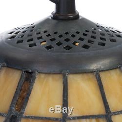 Tiffany Style Hanging Ceiling Lamp Fixture Cut Stained Glass Shade 12 H x 18 D