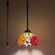 Tiffany Style Hanging Lamp Plug In Stained Glass Rose Flowers 60h8w8d