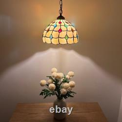 Tiffany Style Hanging Lighting Plug In Gold Stained Glass LED Bulb 12W12D60H