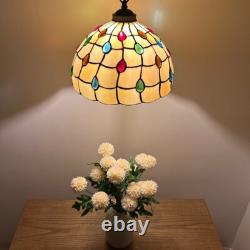 Tiffany Style Hanging Lighting Plug In Gold Stained Glass LED Bulb 12W12D60H