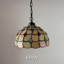 Tiffany Style Hanging Lighting Plug In Gold Stained Glass LED Bulb 12W12D60H