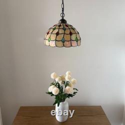 Tiffany Style Hanging Lighting Plug In Gold Stained Glass LED Bulb 12W12D60H