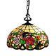 Tiffany Style Hanging Pendant Lamp Stained Glass Rose Theme Ceiling Light 16in