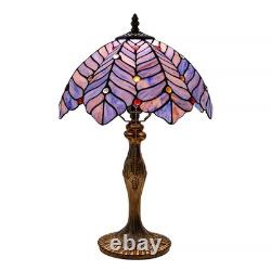 Tiffany Style Lamp, Blue Purple Stained Glass Coconut Leaf Table Lamp, Vintag
