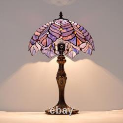 Tiffany Style Lamp, Blue Purple Stained Glass Coconut Leaf Table Lamp, Vintag