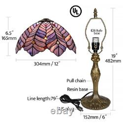 Tiffany Style Lamp, Blue Purple Stained Glass Coconut Leaf Table Lamp, Vintag