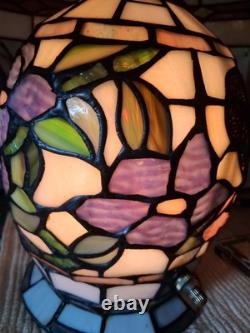 Tiffany Style Lamp Colorful Stained Glass Floral Mosaic Shade & Base 3-Way Light