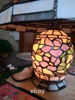 Tiffany Style Lamp Colorful Stained Glass Floral Mosaic Shade & Base 3-Way Light