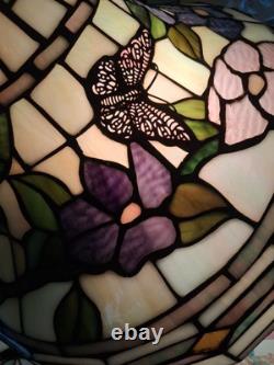 Tiffany Style Lamp Colorful Stained Glass Floral Mosaic Shade & Base 3-Way Light