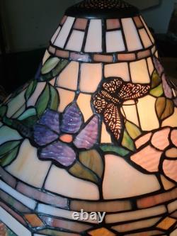 Tiffany Style Lamp Colorful Stained Glass Floral Mosaic Shade & Base 3-Way Light