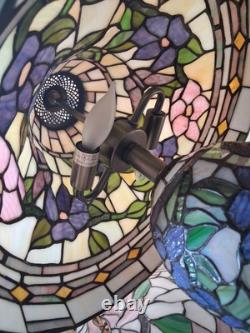 Tiffany Style Lamp Colorful Stained Glass Floral Mosaic Shade & Base 3-Way Light