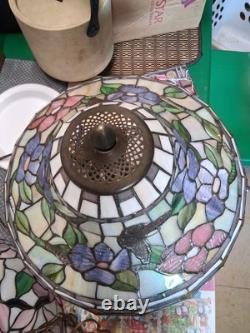 Tiffany Style Lamp Colorful Stained Glass Floral Mosaic Shade & Base 3-Way Light