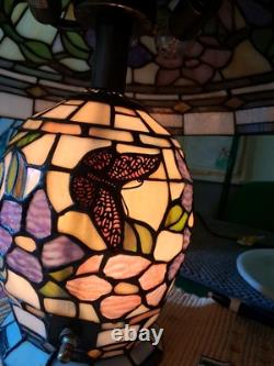 Tiffany Style Lamp Colorful Stained Glass Floral Mosaic Shade & Base 3-Way Light