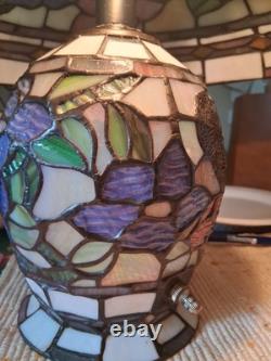 Tiffany Style Lamp Colorful Stained Glass Floral Mosaic Shade & Base 3-Way Light