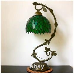 Tiffany Style Lamp Green Wisteria Stained Glass Table Desk Reading Light, Leaf