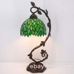 Tiffany Style Lamp Green Wisteria Stained Glass Table Desk Reading Light, Metal