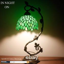 Tiffany Style Lamp Green Wisteria Stained Glass Table Desk Reading Light, Metal